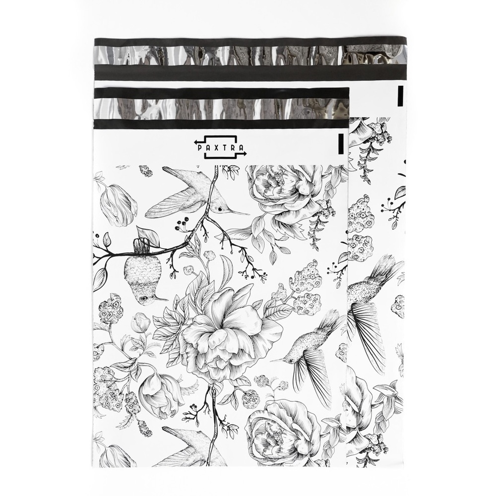 100 large polymailers 12x15 inches vintage birds boho print designer plastic bag - Picture 3 of 7